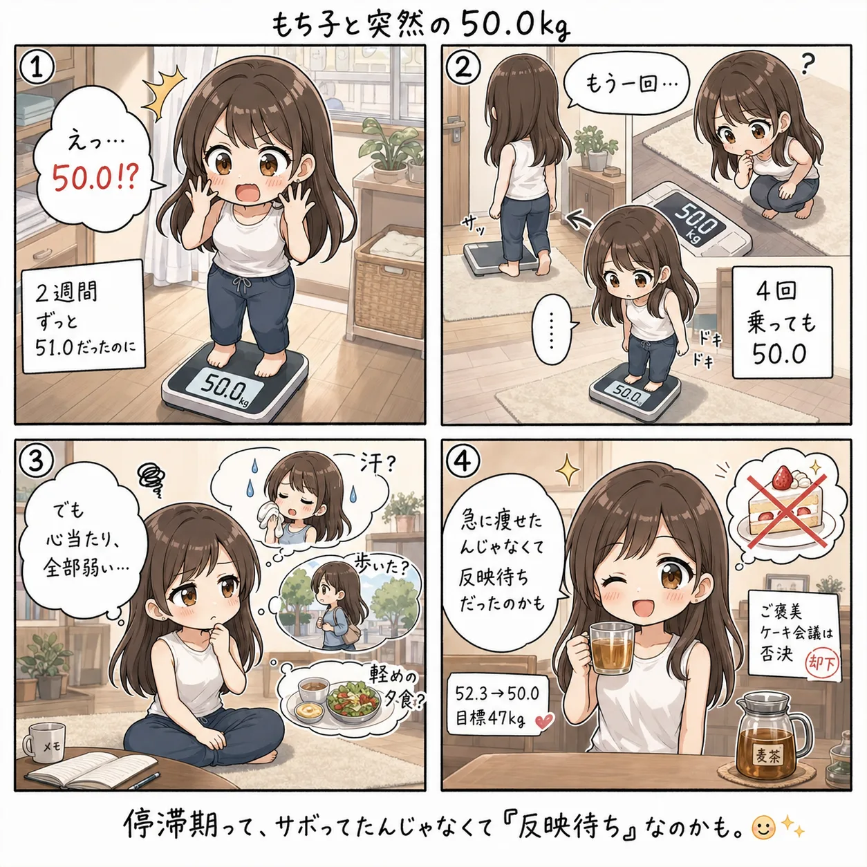 もち子と突然の50.0kg(4コマ)